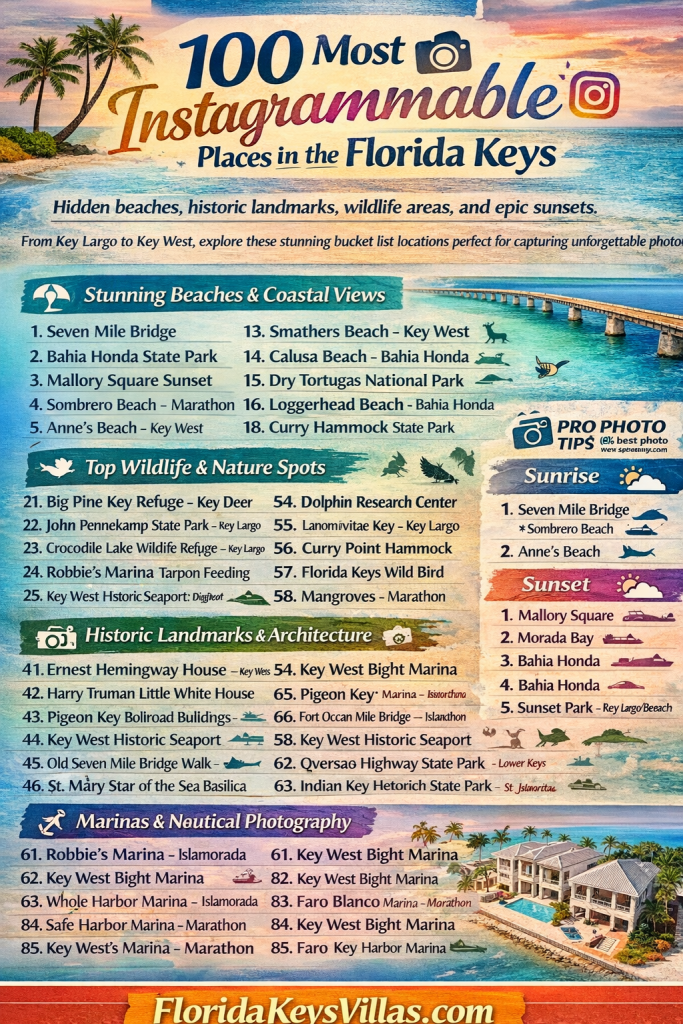 Capturing the Beauty: Picturesque Photography Spots in the Florida Keys | Florida Keys Villas. 100 Most Instagrammable Places in the Florida Keys. FloridaKeysVillas.com