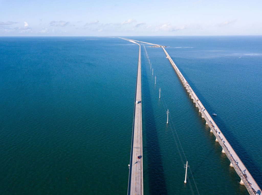 Drive the Famous Seven Mile Bridge in Florida Keys. FloridaKeysVillas.com
Seven Mile Bridge Marathon Florida scenic aerial view turquoise water