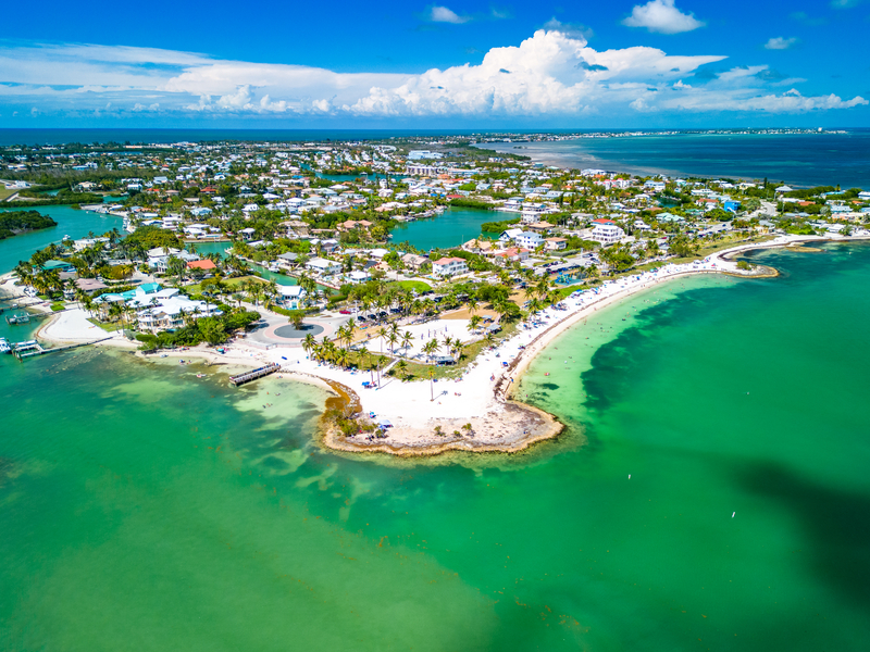 Sombrero Beach Aerial View in Marathon FL. FloridaKeysVillas.com