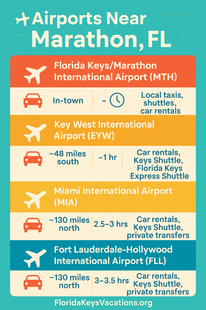 Airport Near Marathon, FL
Florida Keys Marathon International Airport (MTH)
FloridaKeysVillas.com