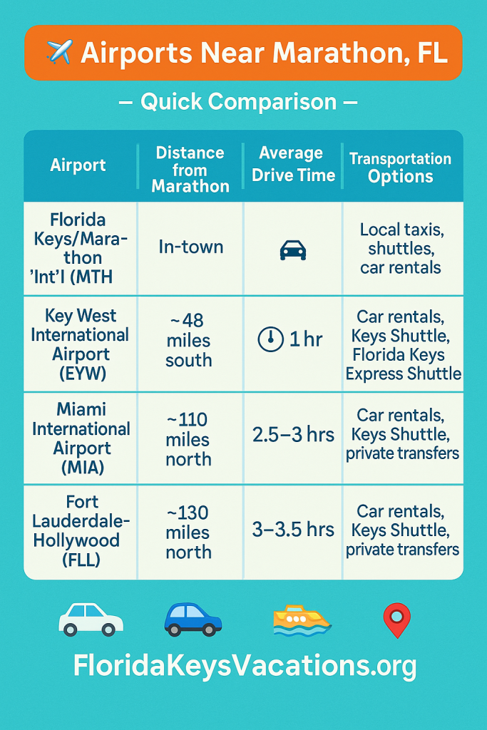 Airports Near Marathon FL Chart.
FloridaKeysVillas.com