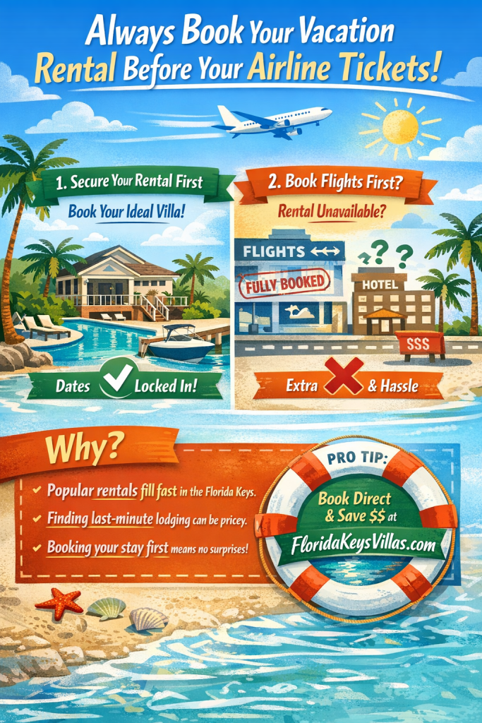 Alway Book Your Vacation Rental before you Airline Tickets. FloridaKeysVillas.com