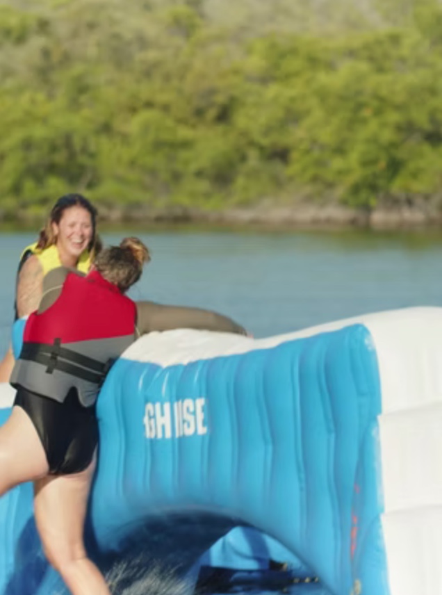 Aqua Park The Rhum Runner Fun Water Park Trampolines in the Lagoon at Marathon FL FloridaKeysVillas.com