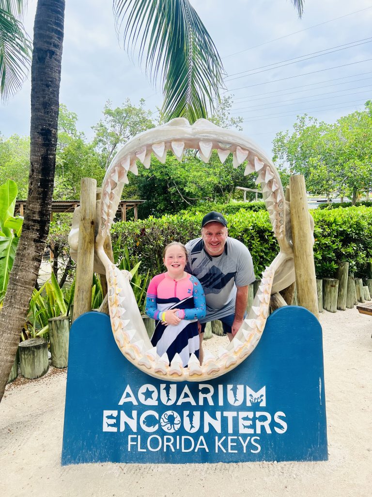 Exterior of Florida Keys Aquarium Encounters. Shark Sign outside. FloridaKeysVillas.com