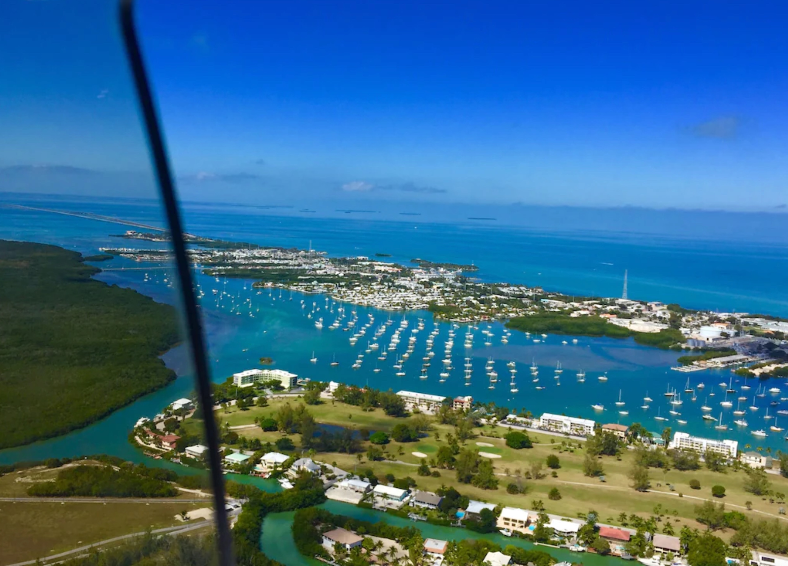 Florida Bay calm waters near Marathon Florida. Aerial View of the Bay side in Marathon Florida. FloridaKeysVillas.com