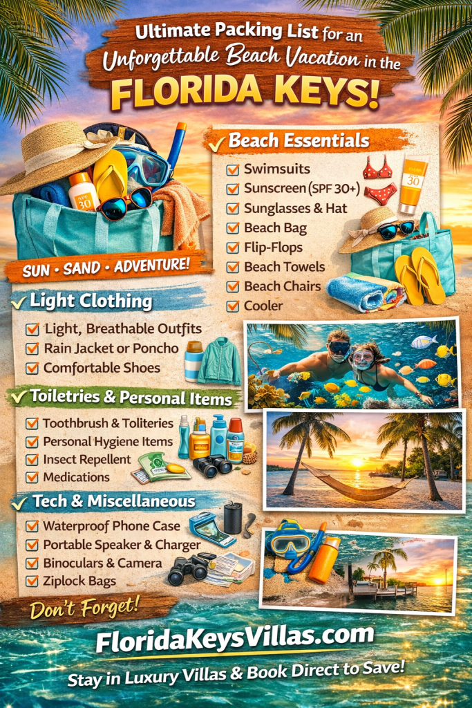 Ultimate Packing list for Unforgettable Beach Vacation in the Florida Keys. FloridaKeysVillas.com