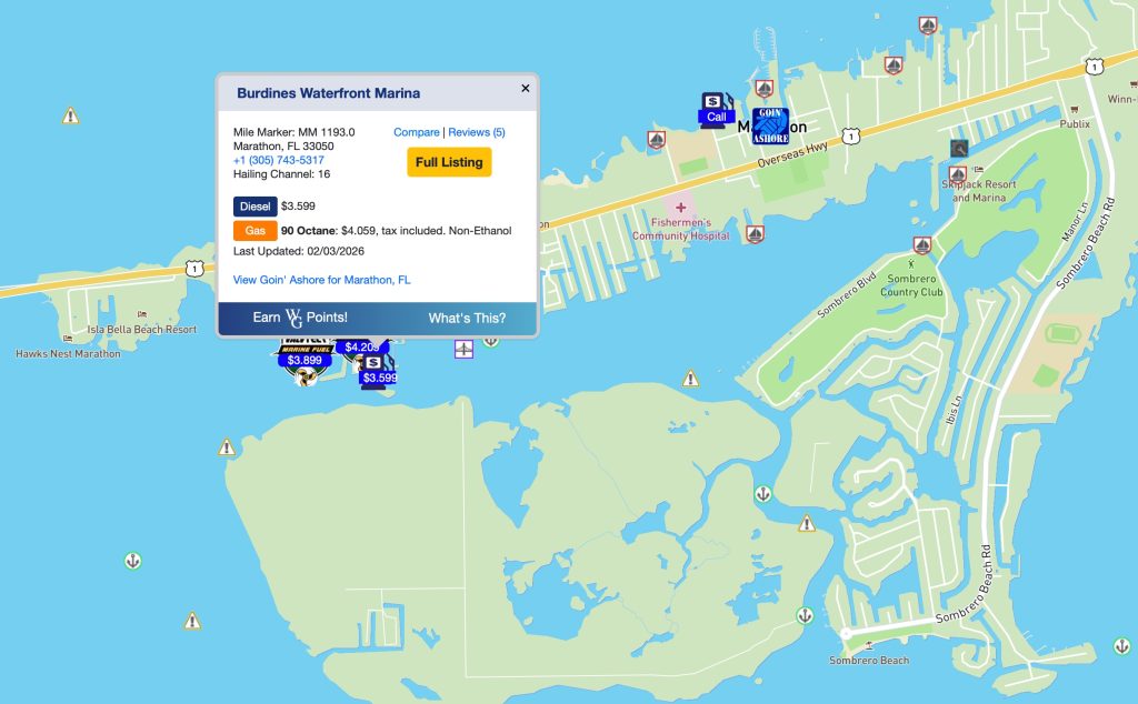 Burdines Waterfront Marina in Marathon Florida - Boat Fuel Map  FloridaKeysVillas.com