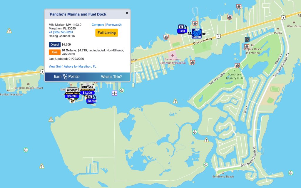 Pancho's Marina and Fuel Dock in Marathon Florida - Map FloridaKeysVillas.com