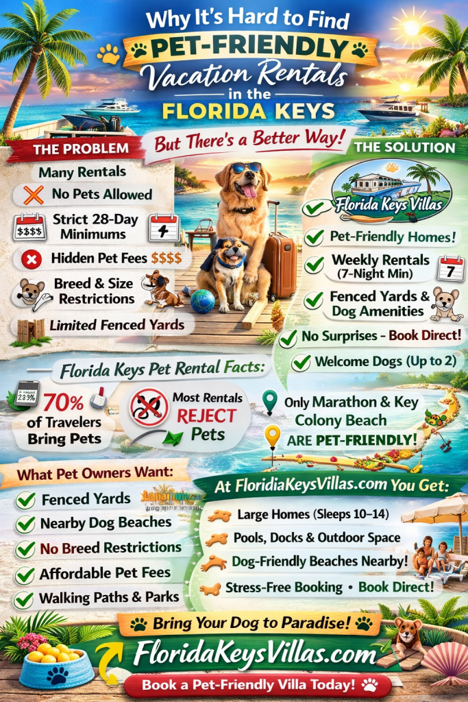 Pet-Friendly Florida Keys Vacation Rentals. Why it's hard to find pet friendly vacation rentals in the Florida Keys. FloridaKeysVillas.com
