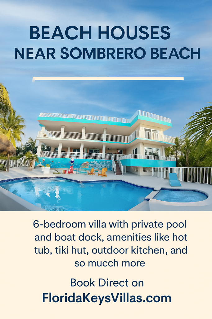 Beach Houses Near Sombrero Beach. 619 Sombrero Beach Rd. Marathon Florida. FloridaKeysVillas.com 
Florida Keys sunset dock slow travel lifestyle