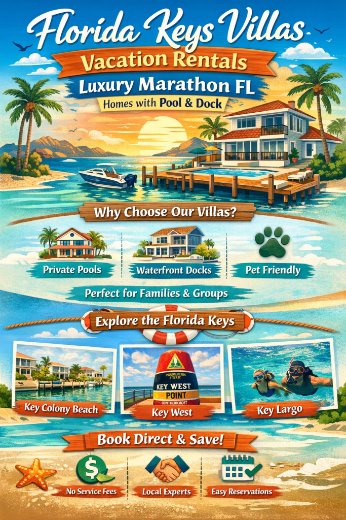 Floirda Keys Villas Vacation Rentals Luxury Marathon FL Homes with Pool & Dock FloridaKeysVillas.com