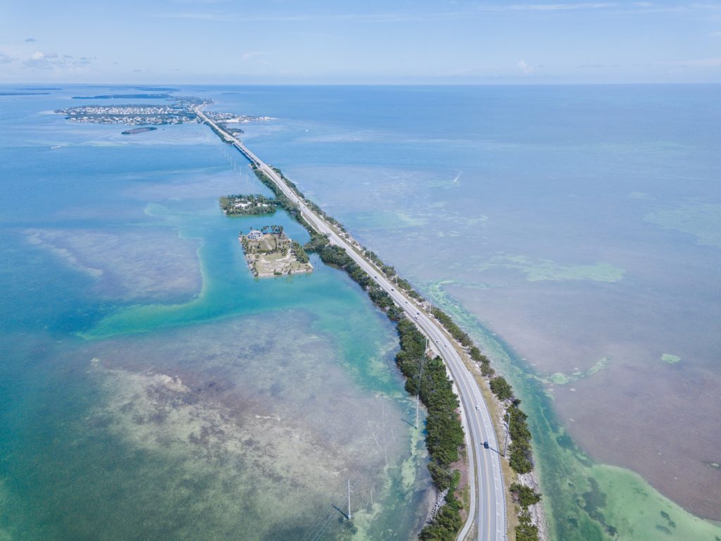 Aerial drone photograph shot of the Florida Keys. FloridaKeysVillas.com