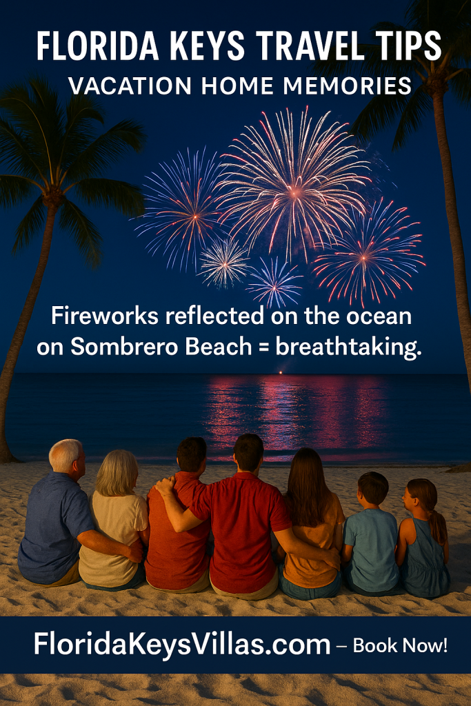 Sombrero Beach Fireworks. Florida Keys Travel Tips Vacation Home Memories. FloridaKeysVillas.com