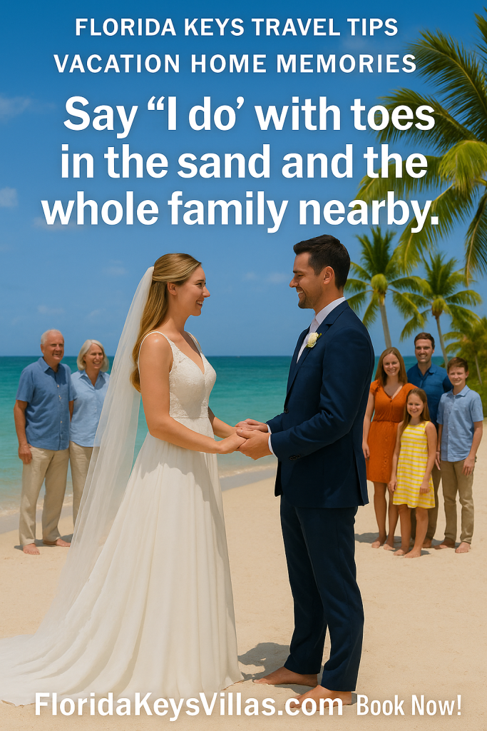 Beach Wedding in the Florida Keys. Florida Keys travel tips vacation home memories. Say I do with toes in the sand and the whole family nearby. FloridaKeysVillas.com