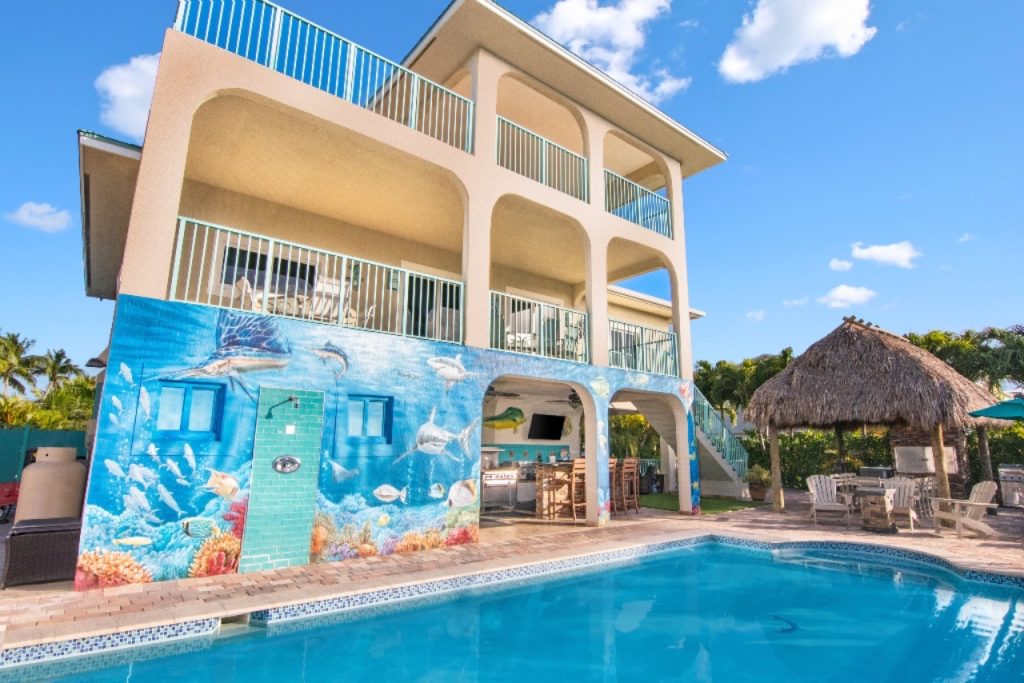 Family enjoying private pool at Florida Keys vacation rental