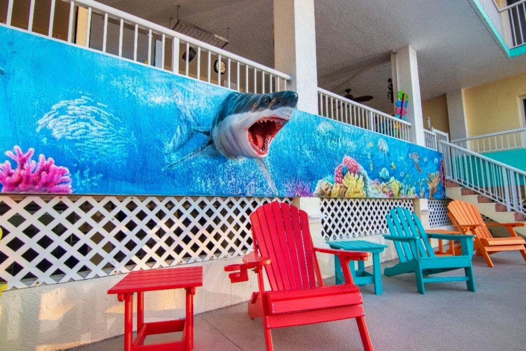 Sombrero Beach Rentals 619 Sombrero Beach Road, Marathon Florida. FloridaKeysVillas.com
Shark Head by the pool