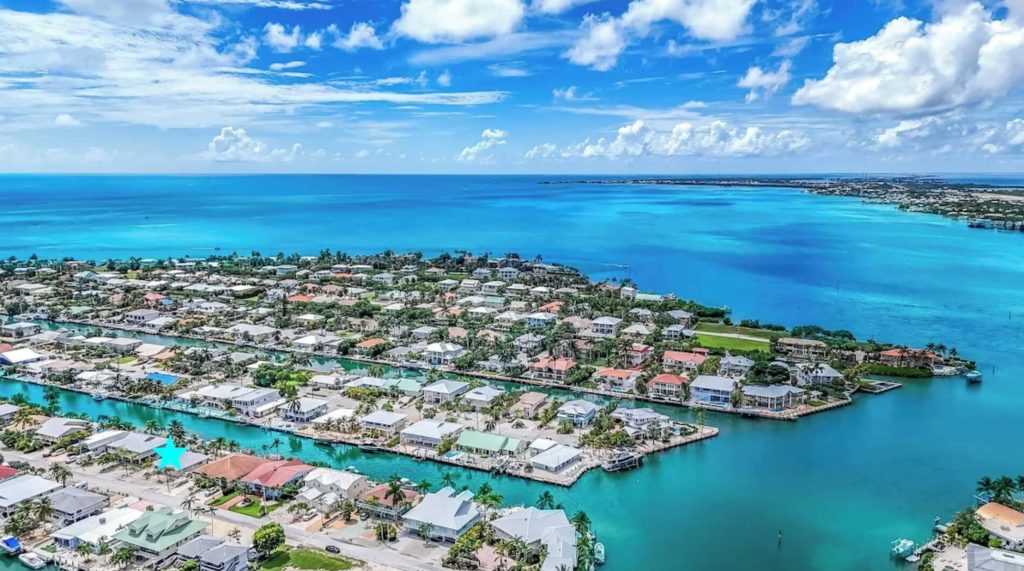 Aerial view of Key Colony Beach near Marathon Florida. FloridaKeysVillas.com