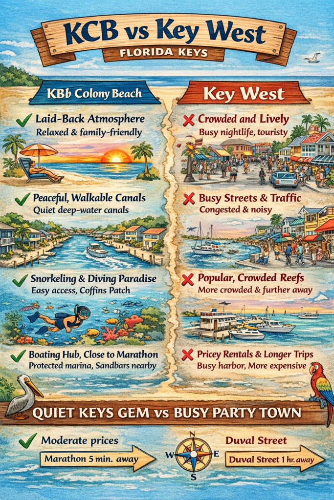 Why Stay in Key Colony Beach Instead of Key West. KCB vs Key West Florida. FloridaKeysVillas.com