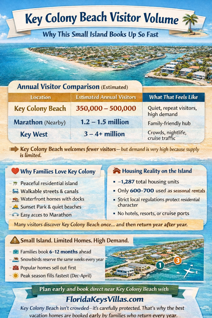 Key Colony Beach Visitor Volume. •	Key Colony Beach waterfront rental with dock. FloridaKeysVillas.com