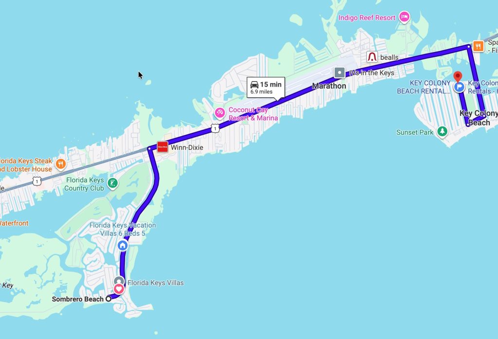 Key Colony Beach Map to Sombrero Beach. FloridaKeysVillas.com 