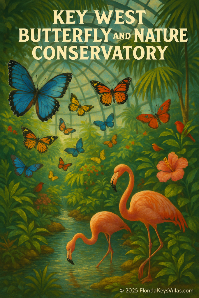 Butterflies flying inside tropical conservatory in Key West Florida. FloridaKeysVillas.com