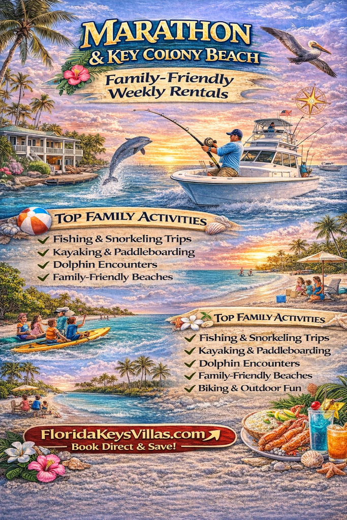 Family enjoying private pool at Marathon Florida vacation rental. FloridaKeysVillas.com