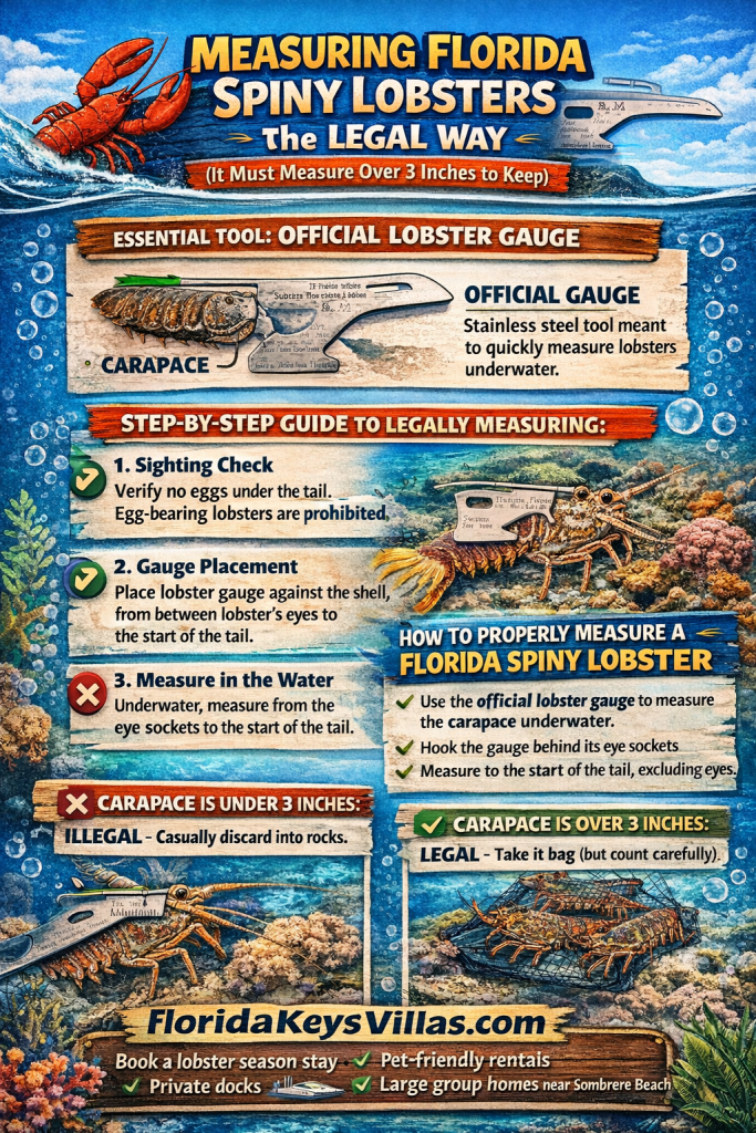 How to Measure A Florida Spiny Lobster the Legal Way. FloridaKeysVillas.com