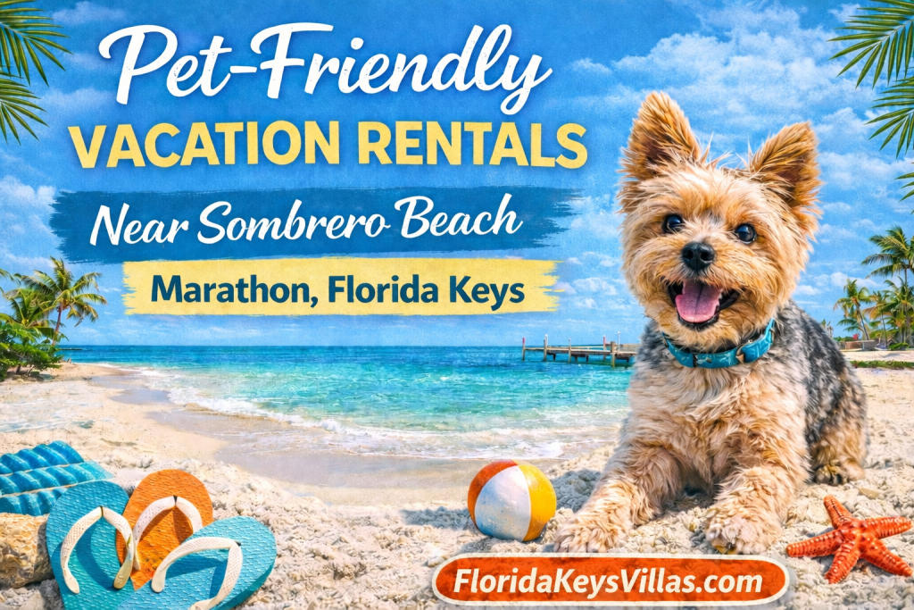 Pet-Friendly Vacation Rentals near Sombrero Beach Marathon Florida Keys. FloridaKeysVillas.com
Peet-Friendly Florida Keys Rentals with Waterfront access.