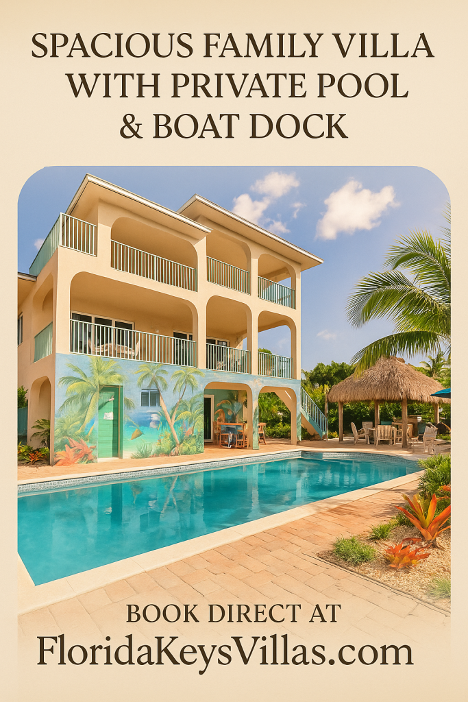 Group vacation homes in the Keys that sleep 10 - 14 guests. Spacious Family Villas with private pool & boat dock - FloridaKeysVillas.com