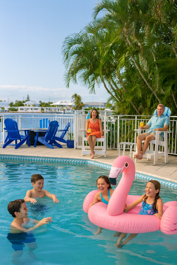 Family enjoying a Key Colony Beach vacation. 711 8 Street Key Colony Beach FL. FloridaKeysVillas.com