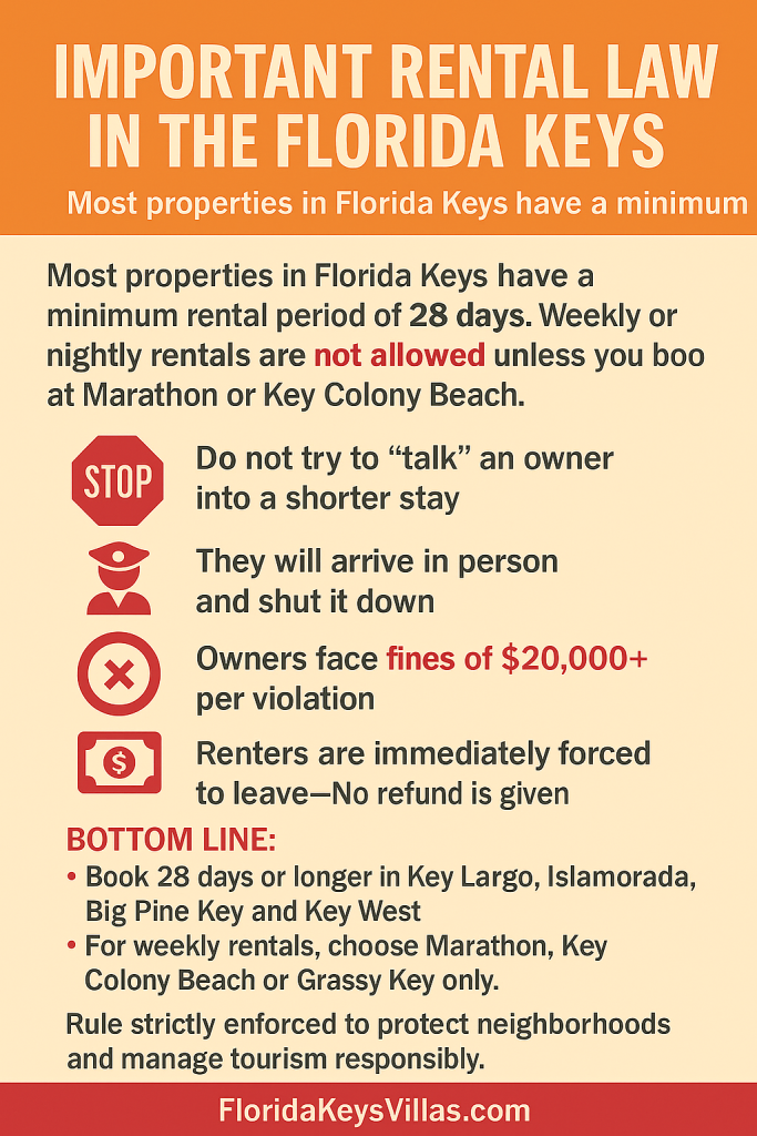Important Rental Law in the Florida Keys. Most Properties in Florida Keys has a minimum. FloridaKeysVillas.com
