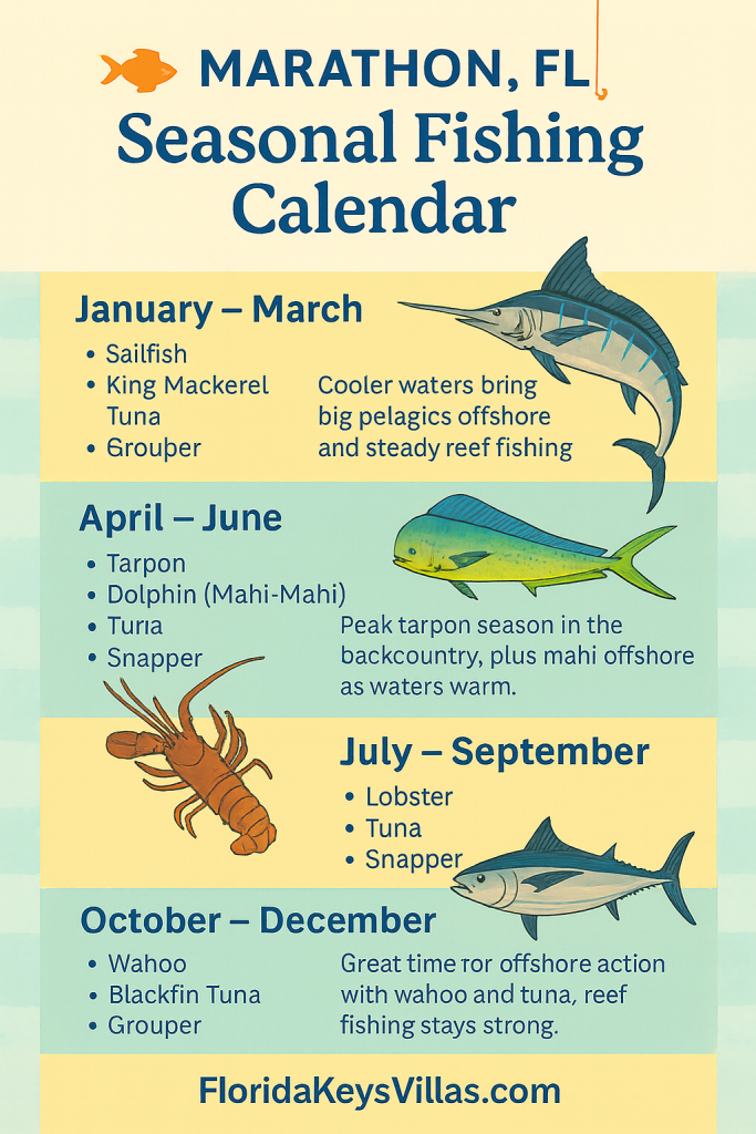 Marathon Florida Seasonal Fishing Calendar. Dolphin Mahi Mahi Season FloridaKeysVillas.com