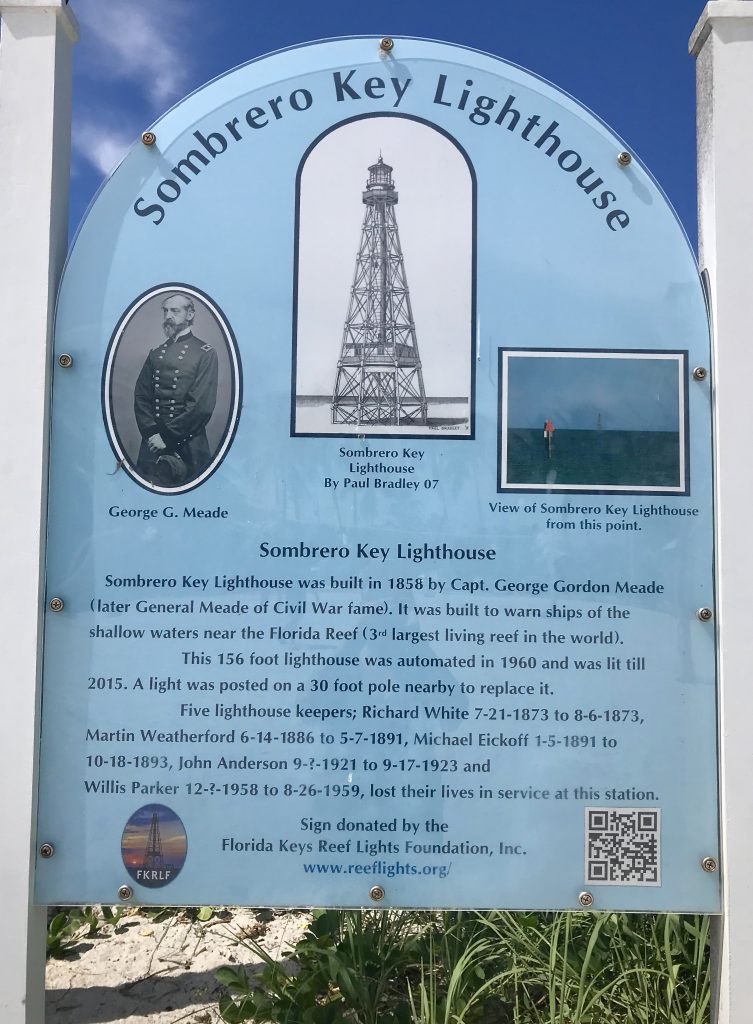 Sombrero Beach Lighthouse you can see from the beach. FloridaKeysVillas.com