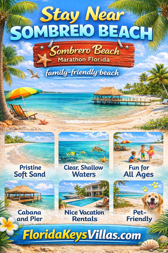 Stay Near Sombrero Beach Marathon Florida. FloridaKeysVillas.com
Sombrero Beach Marathon Florida family-friendly beach