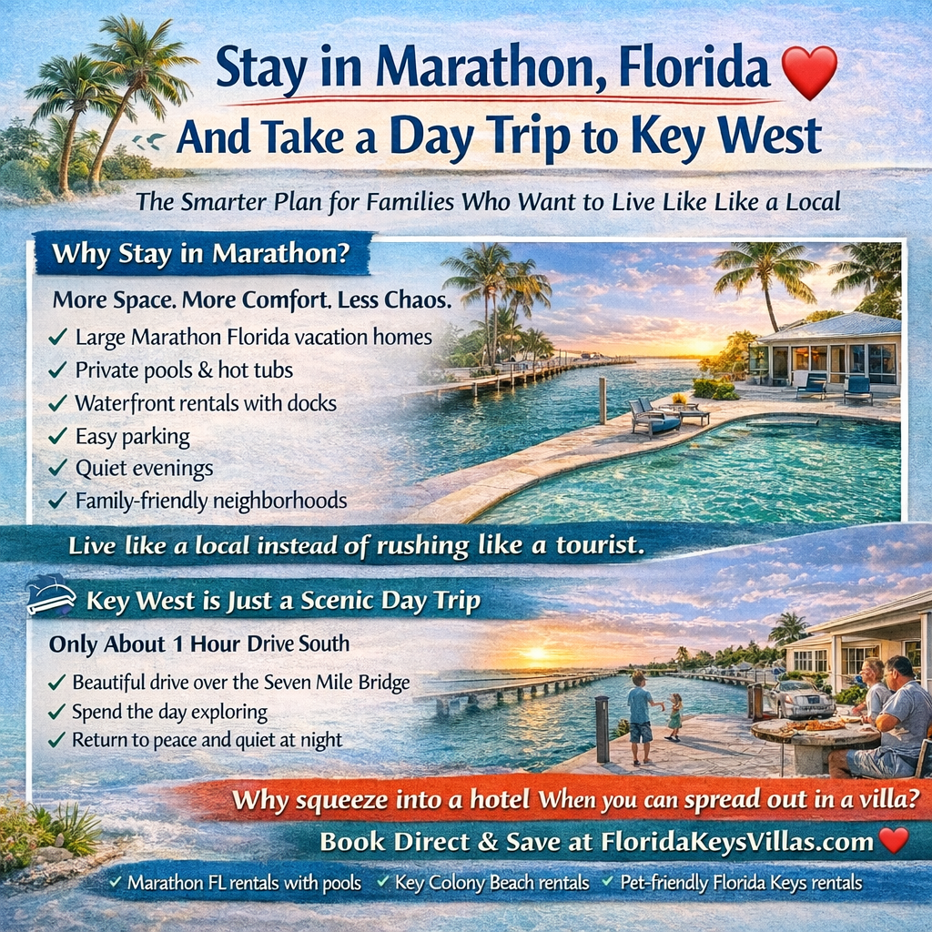 Stay in Marathon Florida and take a day trip to Key West Florida. FloridaKeysVillas.com