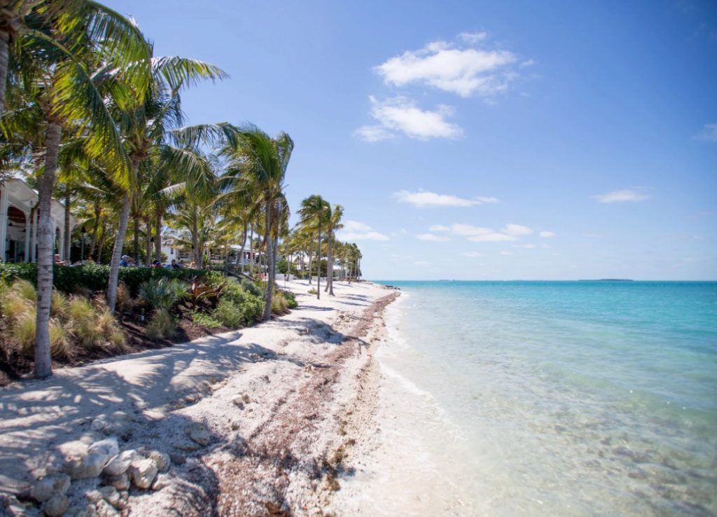 Sunset Key Beach private island beach Key West Florida luxury resort shoreline. FloridaKeysVillas.com