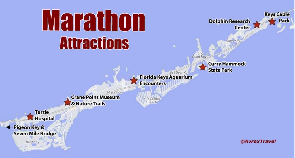 Family Attractions Near Marathon Key Florida Map. FloridaKeysVillas.com