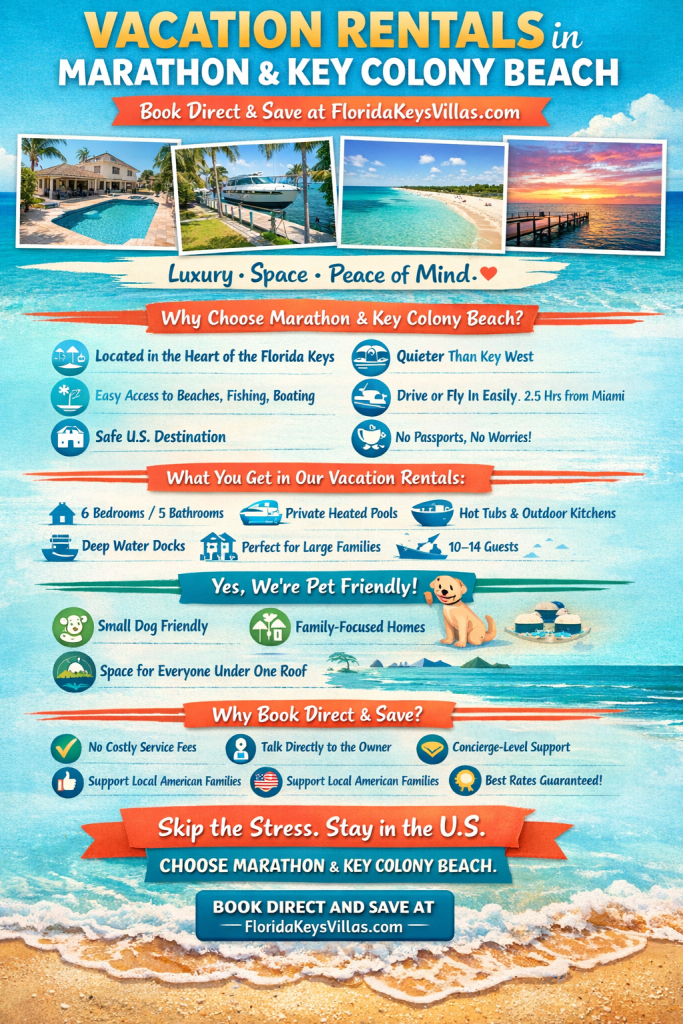 Marathon Vacation Rentals with boat dock and Private Pool. FloridaKeysVillas.com