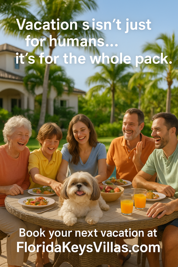 Pet-Friendly Florida Keys Rentals for the Whole Family Including Your Pets.
Vacation Isn't just for humans... it's for the whole pack. FloridaKeysVillas.com