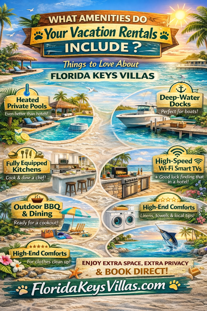 What Amenities do your Vacation Rentals Include. Things to do in Florida Keys Villas. FloridaKeysVillas.com