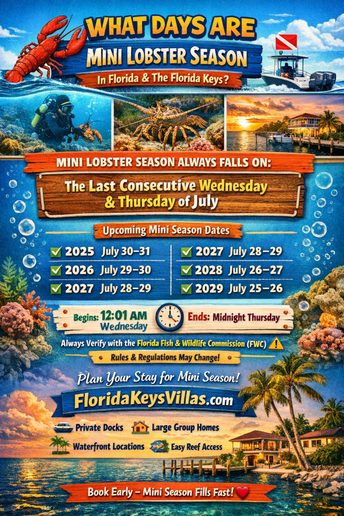 What Days Are Mini Lobster Season in Florida and the Florida Keys. FloridaKeysVillas.com