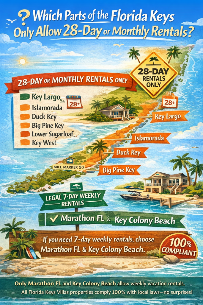 Which Parts of the Florida Keys Only Allow 28 Day or Monthly Rentals. FloridaKeysVillas.com