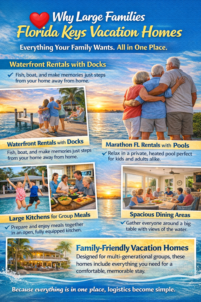 Why Large Families Love Florida Keys Vacation Homes. FloridaKeysVillas.com  Perfect for Large Groups & Family Vacations