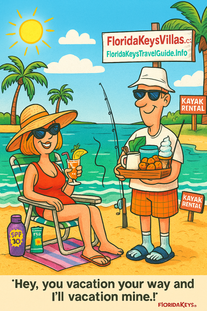 Fishing Vacations in the Florida Keys. Hey you Vacation your way and I'll vacation mine. FloridaKeysVillas.com Cartoon
