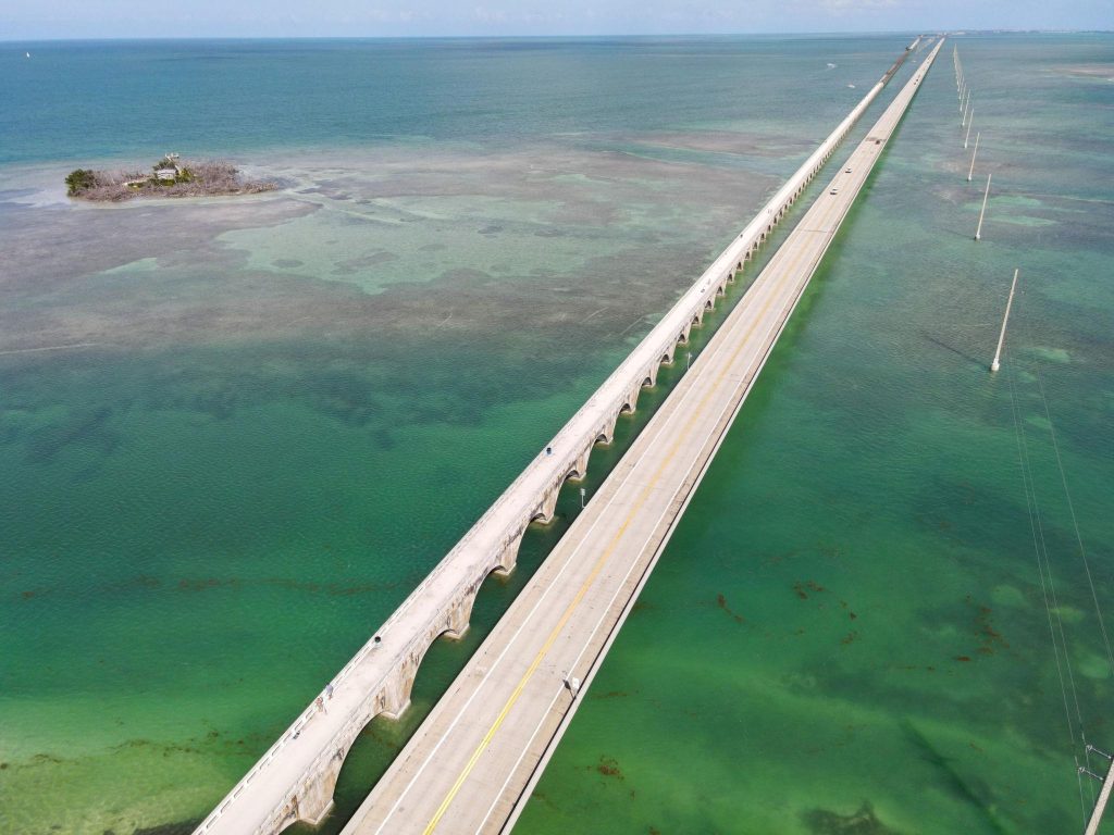 Overseas Highway scenic drive on Seven mile bridge through the Florida Keys. FloridaKeysVillas.com