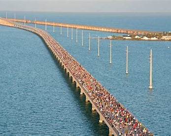 Seven Mile Bridge near Marathon Florida Marathon on the 7 mile bridge. FloridaKeysVillas.com