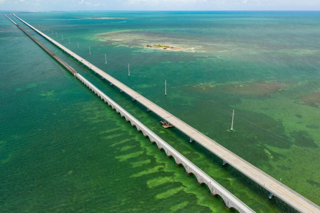 Seven Mile Bridge Aerial view from Marathon to Key West. FloridaKeysVillas.com