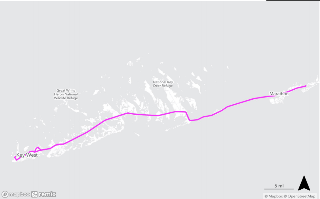 Map Driving from Key West to Marathon Florida. FloridaKeysVillas.com