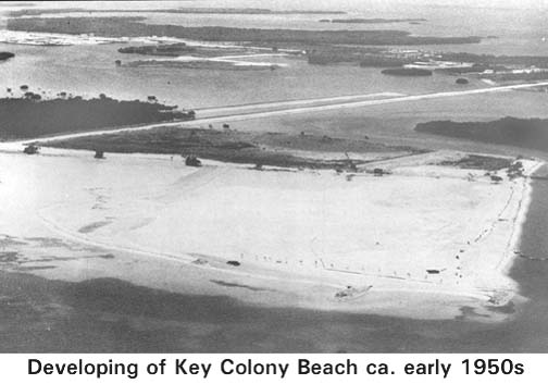 Early aerial photo of Key Colony Beach during 1950s dredging. FloridaKeysVillas.com