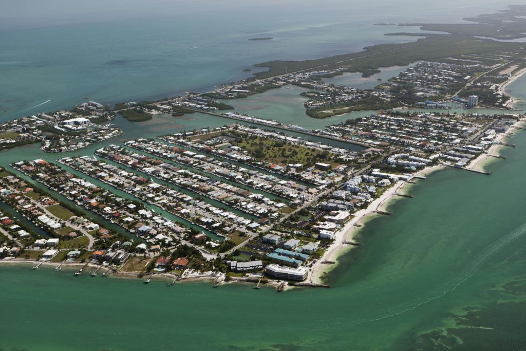 Aerial view of Key Colony Beach showing man-made canals. FloridaKeysVillas.com